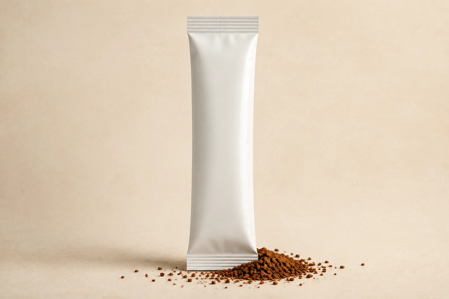 White coffee stick pack with instant coffee